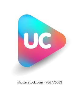 Letter UC logo in triangle shape and colorful background, letter combination logo design for business and company identity.
