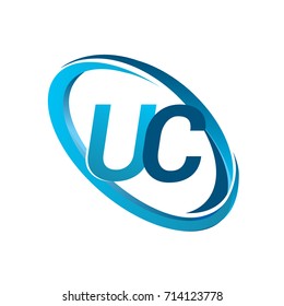 letter UC logotype design for company name colored blue swoosh. vector logo for business and company identity.