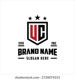 letra UC monograma escudo estrela logotipo design vetor modelo