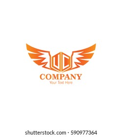 Letter UC VC Hexagon Shape with Wings