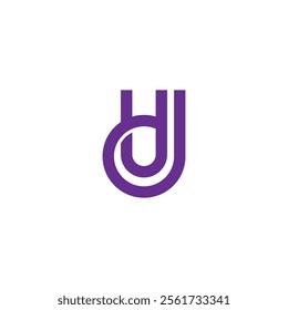 letter ud linked 3d flat simple geometric loop logo vector 