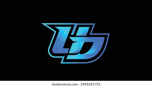 Letter UD logo intial, Gaming esport logo, vector blue