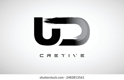 Concepto del logotipo del logotipo de la letra UD con el estilo del cepillo, y que une el Vector del diseño del logotipo de la letra	