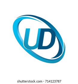 letter UD logotype design for company name colored blue swoosh. vector logo for business and company identity.