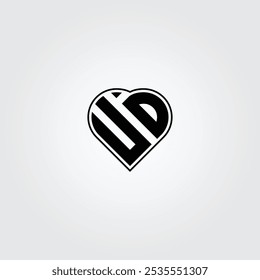 Letter UD Love and Care Logo With Heart Icon