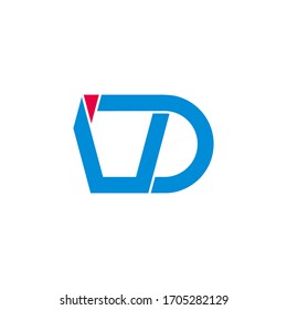 letter ud simple geometric line symbol logo vector