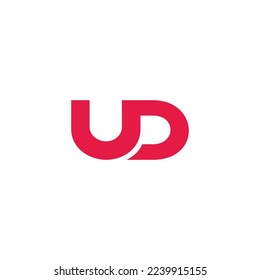 letter ud simple loop curves geometric logo vector 