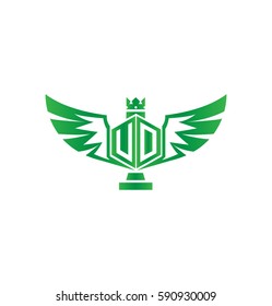 Letter UD VD Hexagon Shape with Wings