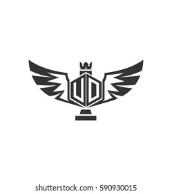 Letter UD VD Hexagon Shape with Wings