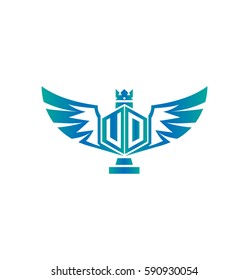 Letter UD VD Hexagon Shape with Wings