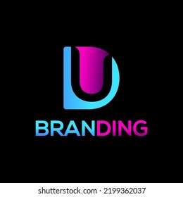 Carta U,D,DU,Logo UD.Tecnología, Monograma, Empresa, Diseño de Logotipos Modernos e Icónicos con Vector y Color del Gradiente.