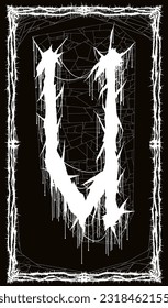 Letter  U.Death metal font.Brutal style lettering.