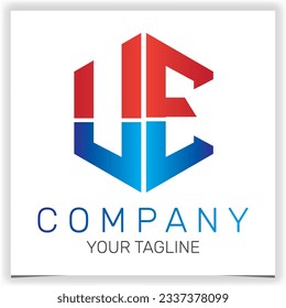 letter UE initial hexagon logo icon premium elegant template vector eps 10