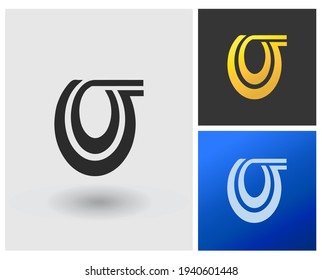 logotipo abstracto de letra OF o UF monograma plantilla moderna de identidad de empresa elegante.
