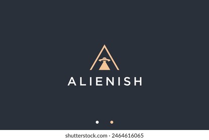 letter a with ufo logo design vector silhouette illustration