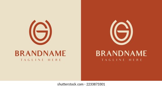 Letter UG or GU Oval Logo, suitable for any business with UG or GU initials.