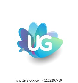 Letter UG logo with colorful splash background, letter combination logo design for creative industry, web, business and company.