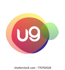 Letter UG logo with colorful splash background, letter combination logo design for creative industry, web, business and company.
