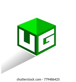 Letter UG logo in hexagon shape and green background, cube logo with letter design for company identity.

