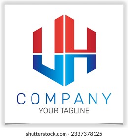 letter UH initial hexagon logo icon premium elegant template vector eps 10