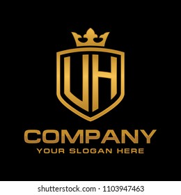 Letter UH initial logo, Luxury logo design vector