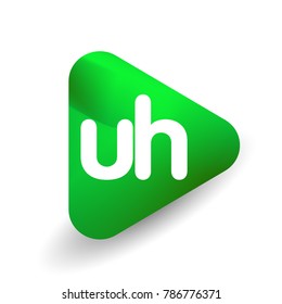 Letter UH logo in triangle shape and colorful background, letter combination logo design for business and company identity.
