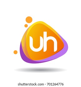 Letter UH logo in triangle splash and colorful background, letter combination logo design for creative industry, web, business and company.