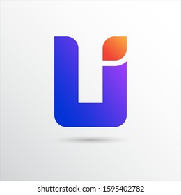 Letter ui or u logo with gradient color 