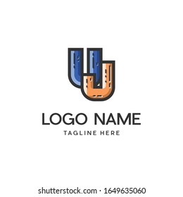 Letter UJ Modern Abstract Creative Business Monogram Techno Logo
