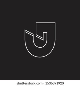 letter uj thin line simple geometric logo vector