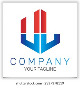 letra UL logotipo hexágono inicial icono premium plantilla elegante vectores eps 10