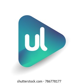 Letter UL logo in triangle shape and colorful background, letter combination logo design for business and company identity.
