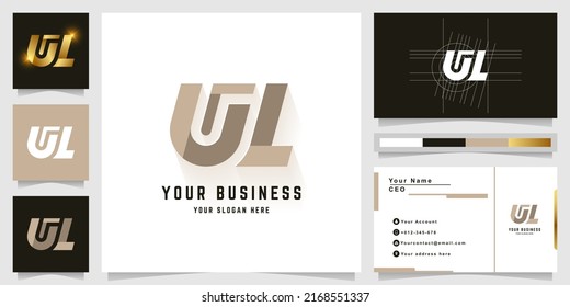 Letter UL or NL monogram logo with business card design