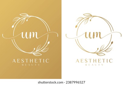 Letter UM Beauty Logo with Flourish Ornament