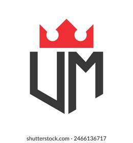 Letter UM Crown Logo. Crown on Letter UM Logo Design Template