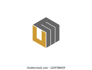 Letter UM hexagon logo design