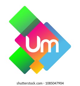 Letter UM logo with colorful geometric shape, letter combination logo design for creative industry, web, business and company.