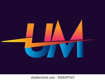 Letter UM logo with Lightning icon, letter combination Power Energy Logo design for Creative Power ideas, web, business and company.