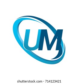 letter UM logotype design for company name colored blue swoosh. vector logo for business and company identity.