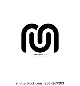 Letter Um or Mu initial line art creative flat shapes alphabet abstract font monogram logo