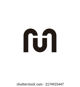 Letter UM MU U M curve geometric symbol simple logo vector