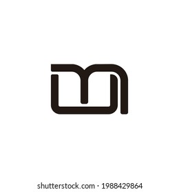 letter um simple linked geometric line logo vector