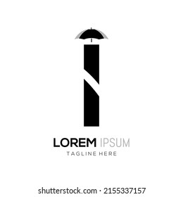 Letter I Umbrella Logo Design Vector. Initial I Umbrella Logo Design Vector Template Illustration.