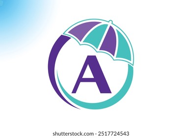 Letter A Umbrella Logo Design Vector Template.