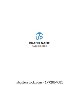 Letter UP Umbrella logo template design in Vector illustration 