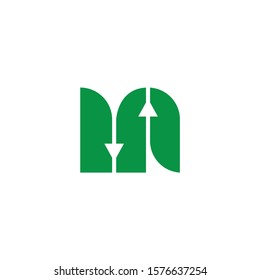 letter un abstract geometric arrow logo vector