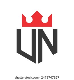 Letter UN Crown Logo. Crown on Letter UN Logo Design Template