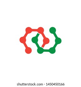 letter un linked dots line logo vector