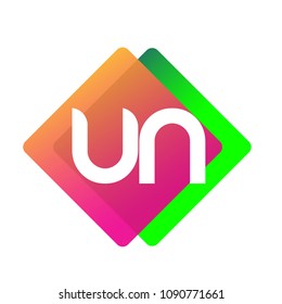 Letter UN logo with colorful geometric shape, letter combination logo design for creative industry, web, business and company.