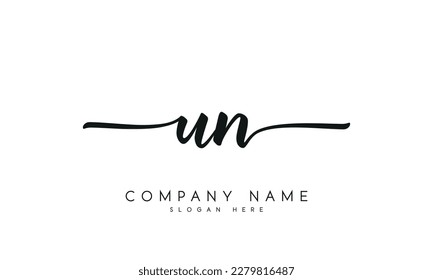 letter UN logo design handwriting signature style vector template